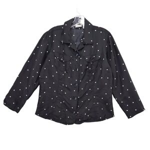 Chico's Silk Polka Dot Button Down Shirt Long Sleeve Top Size 1 M‎